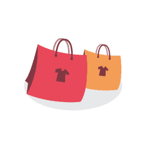 Illustration of a red shopping bag and an orange shopping bag.